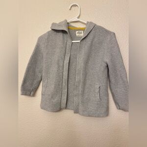 Afton Streer gender neutral waffle Knit Gray open Cardigan Sweater hooded 4T